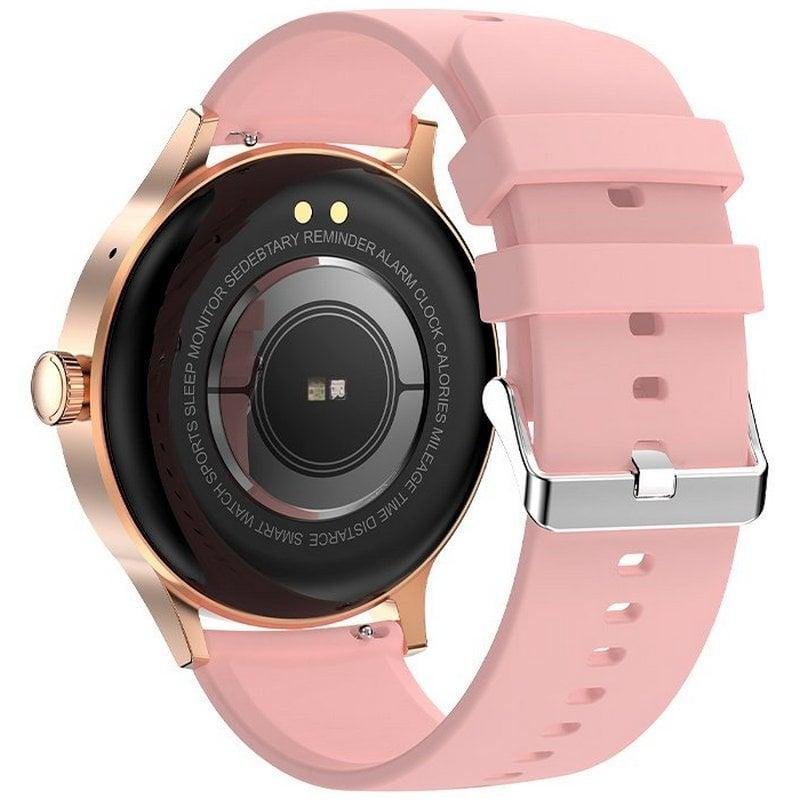 Detalle de Cool Iris Reloj Smartwatch: AMOLED, llamadas y salud en una pulsera Rosa de Silicona