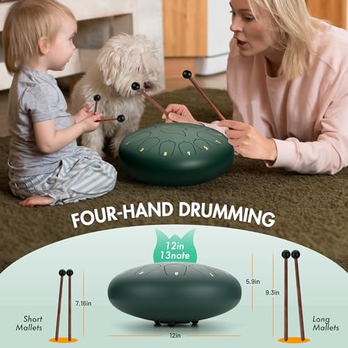 Detalle de CAHAYA Tongue Drum 12 Pouces 13 Tons – Éthéré pour Méditation et Yoga