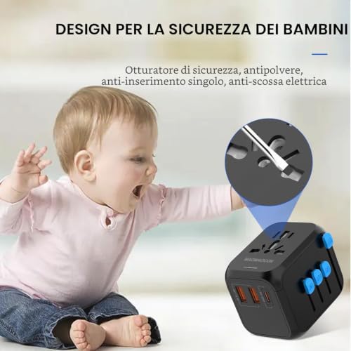 Thumbnail 7 de MAOMAOCON Adattatore da viaggio universale PD20W con 2 USB-A, USB-C e presa AC | Compatibile con Germania, USA, UK, Thailandia, Italia e altro