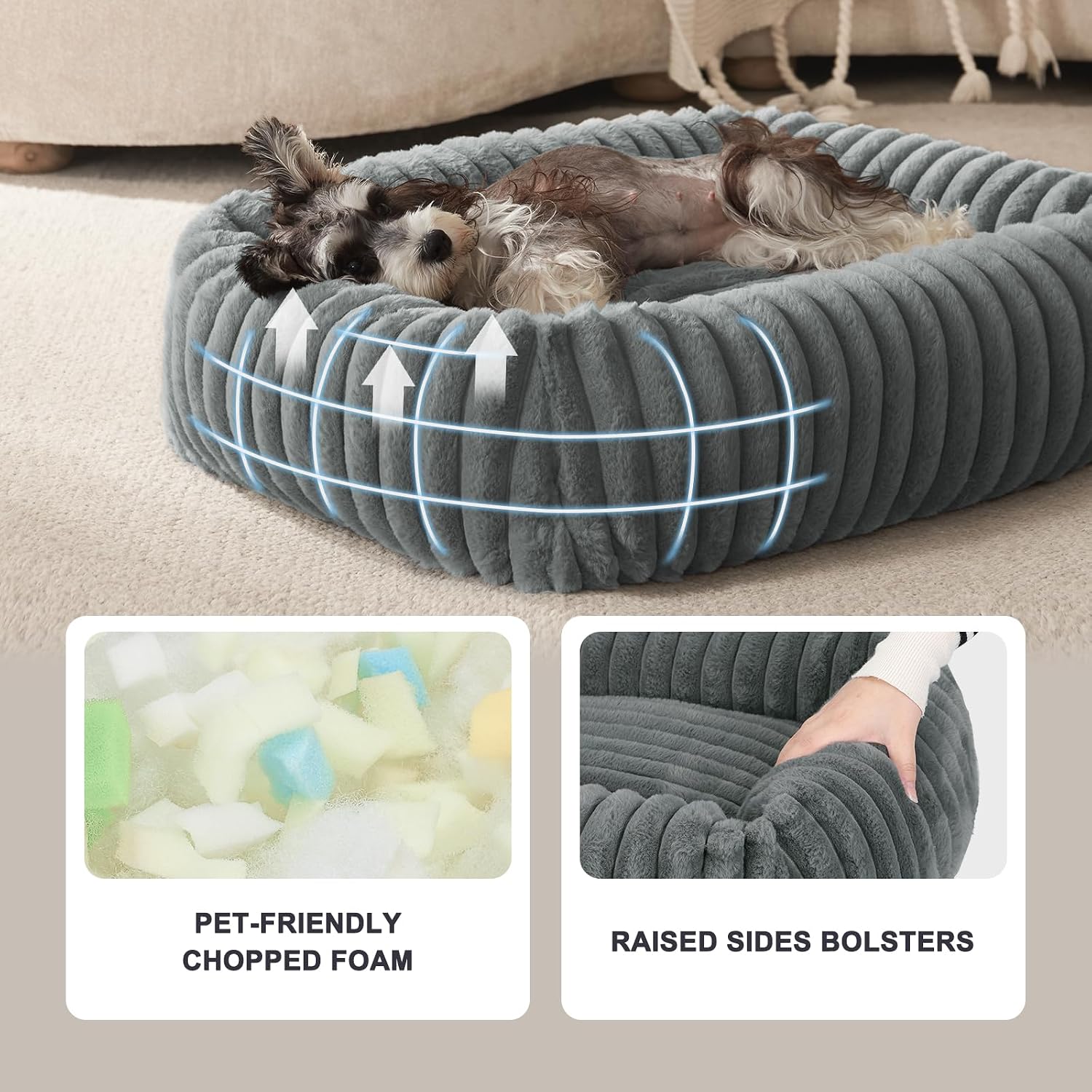 Detalle 2 de FURTIME PB25004-1 Small Dog Bed, 20-Inch Gray Rectangle with Removable Cover