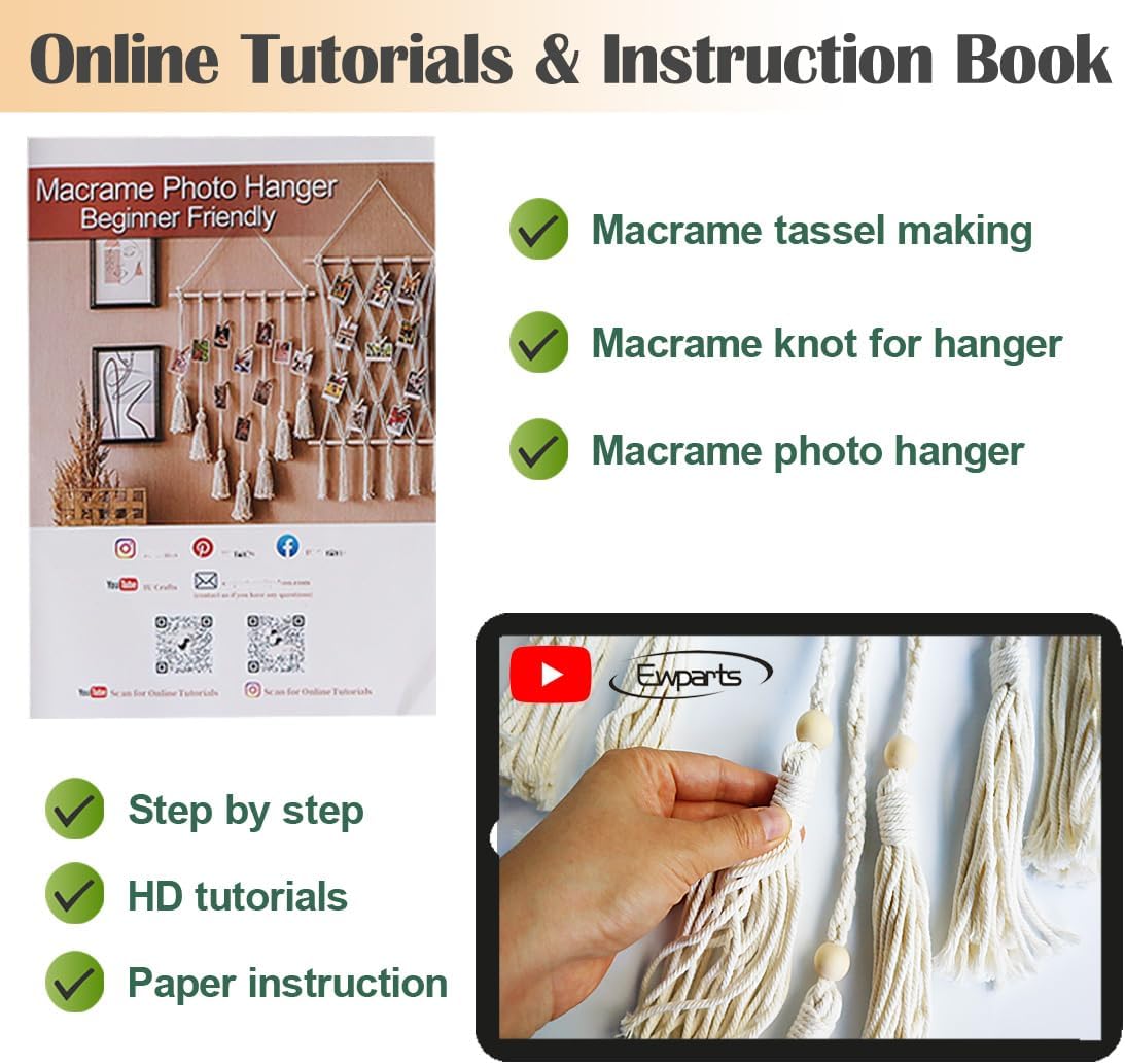 Thumbnail 3 de Suo Long Makramee Set für Anfänger – Wandbehang mit Fotodisplay zum Selbermachen