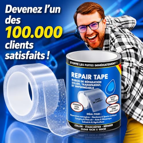 Thumbnail 8 de ATG Kit réparation piscine sous l’eau – ruban étanche transparent 10×150 cm pour liner et surfaces lisses
