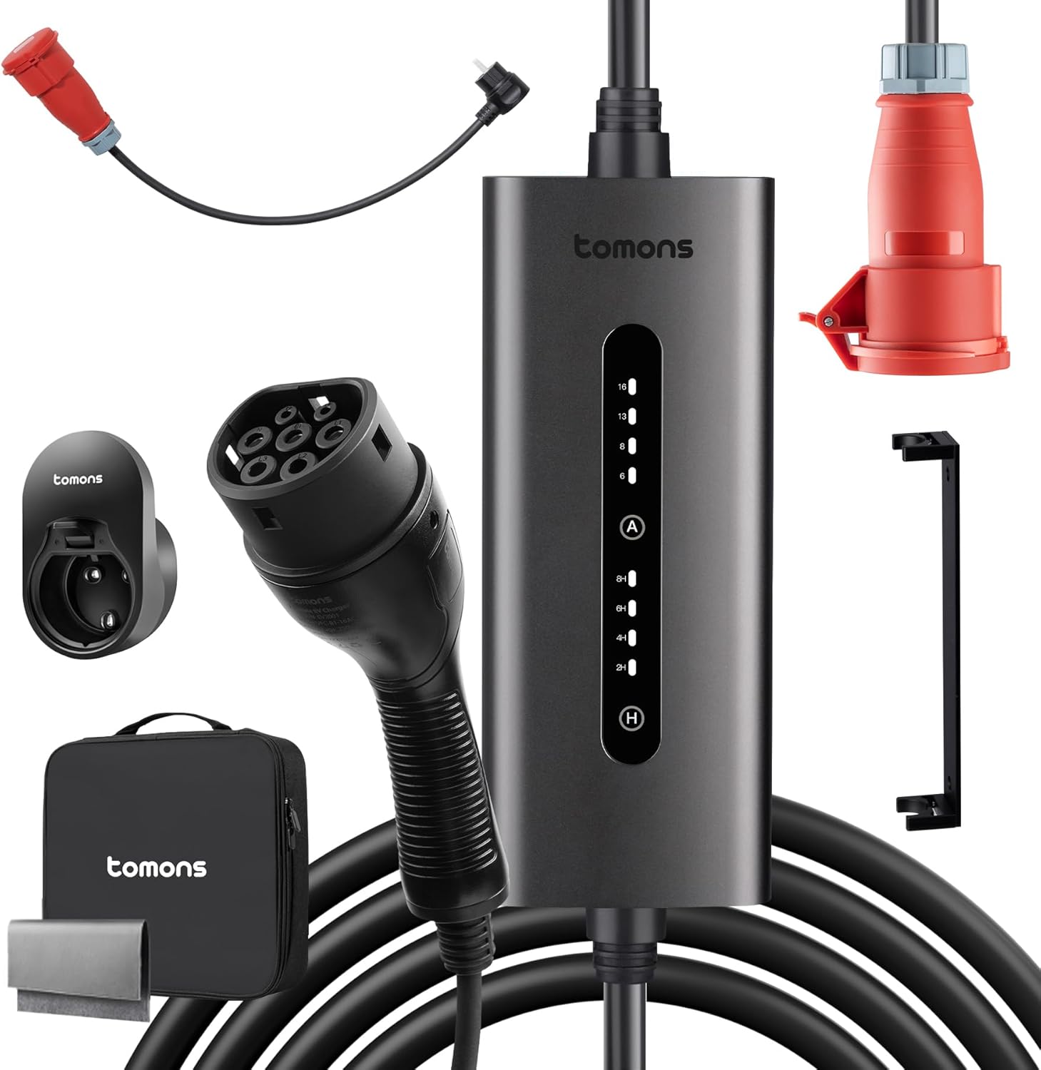 Detalle de Tomons 11kW Mobiles Wandladegerät, 3-Phasen – flexibel, zeitgesteuert & kompatibel mit IEC 62196-2