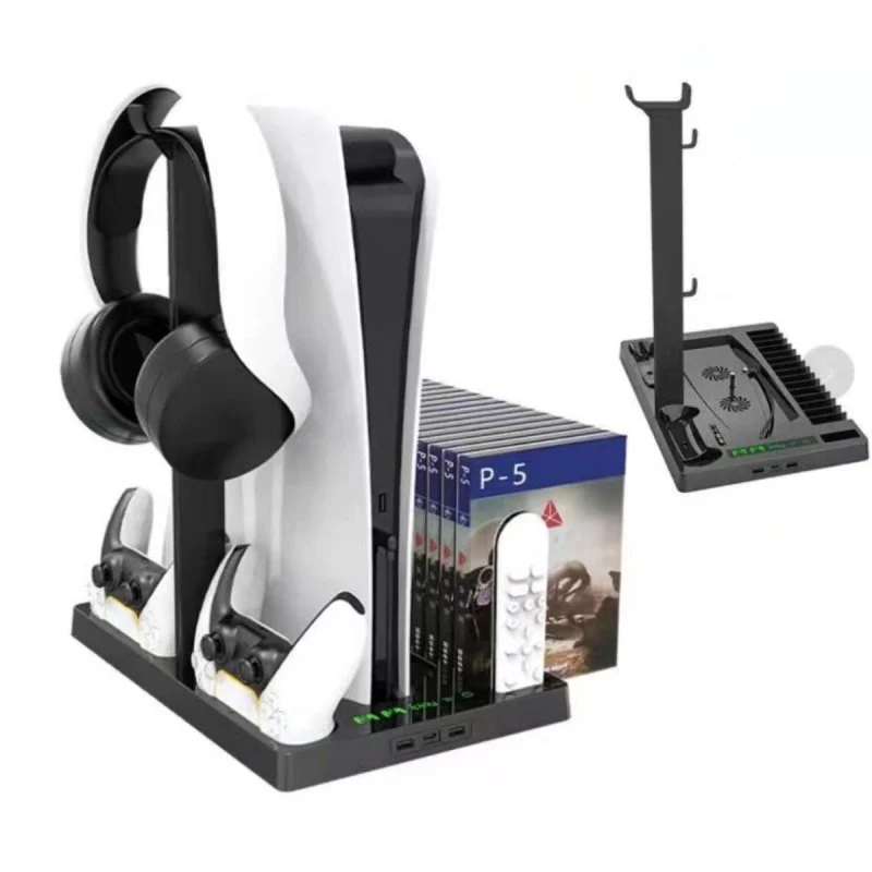 Detalle de Klack Base de Refrigeración para PS5 con Soporte para Auriculares, Cargador y Organizador