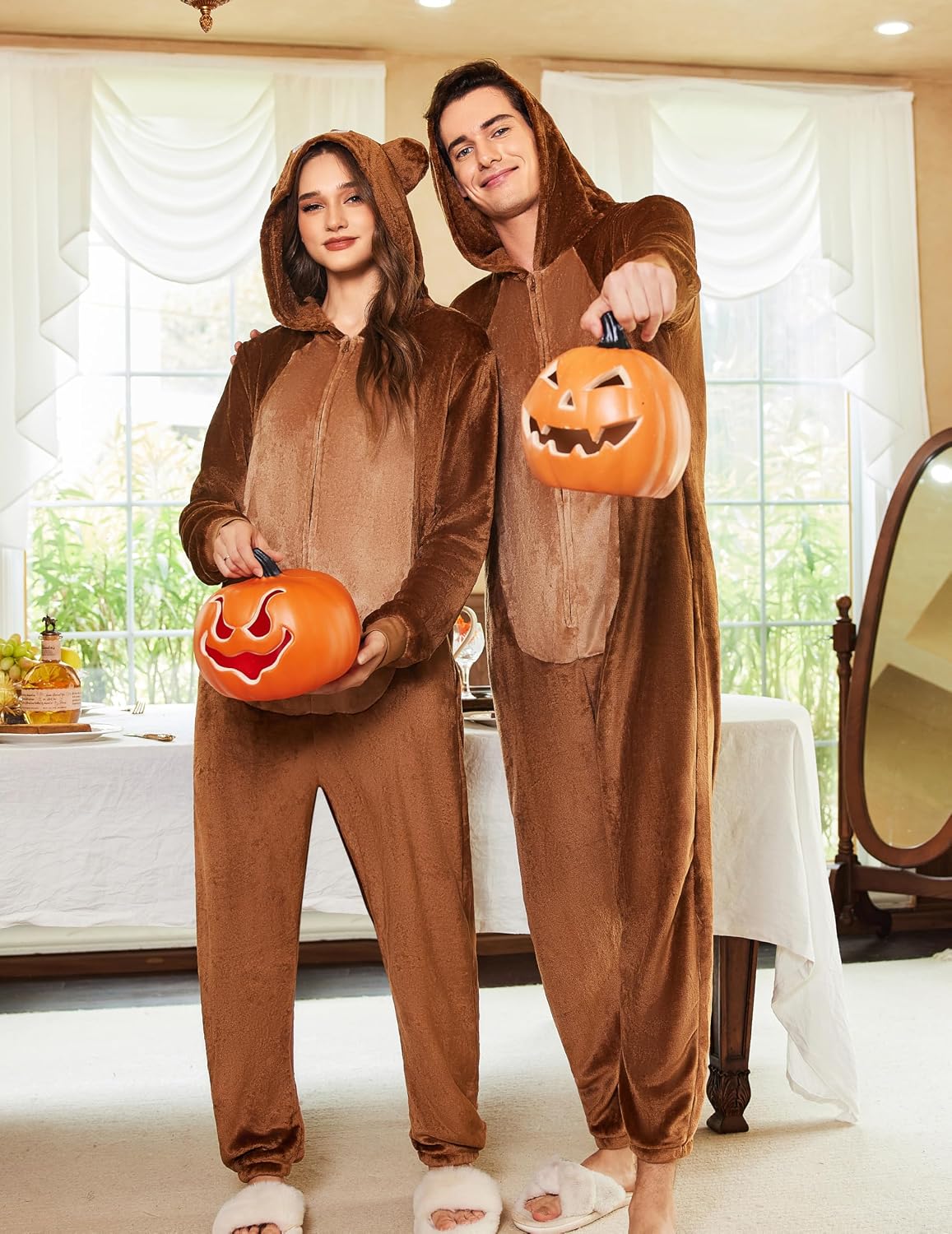 Thumbnail 6 de Ekouaer Onesie Animalière avec Capuche et Fermeture éclair, Pyjama Polaire Unisexe S–XXL