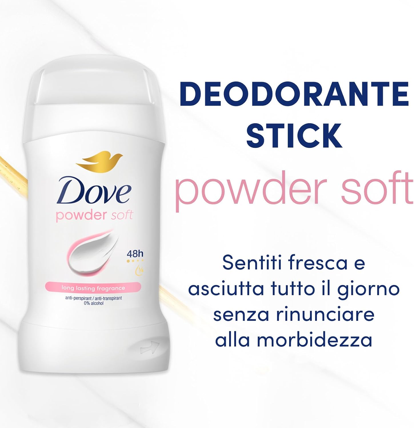 Detalle de Dove Deodorante Stick Powder Care 6x50 ml – protezione fino a 48 ore e idratazione in 1/4 crema