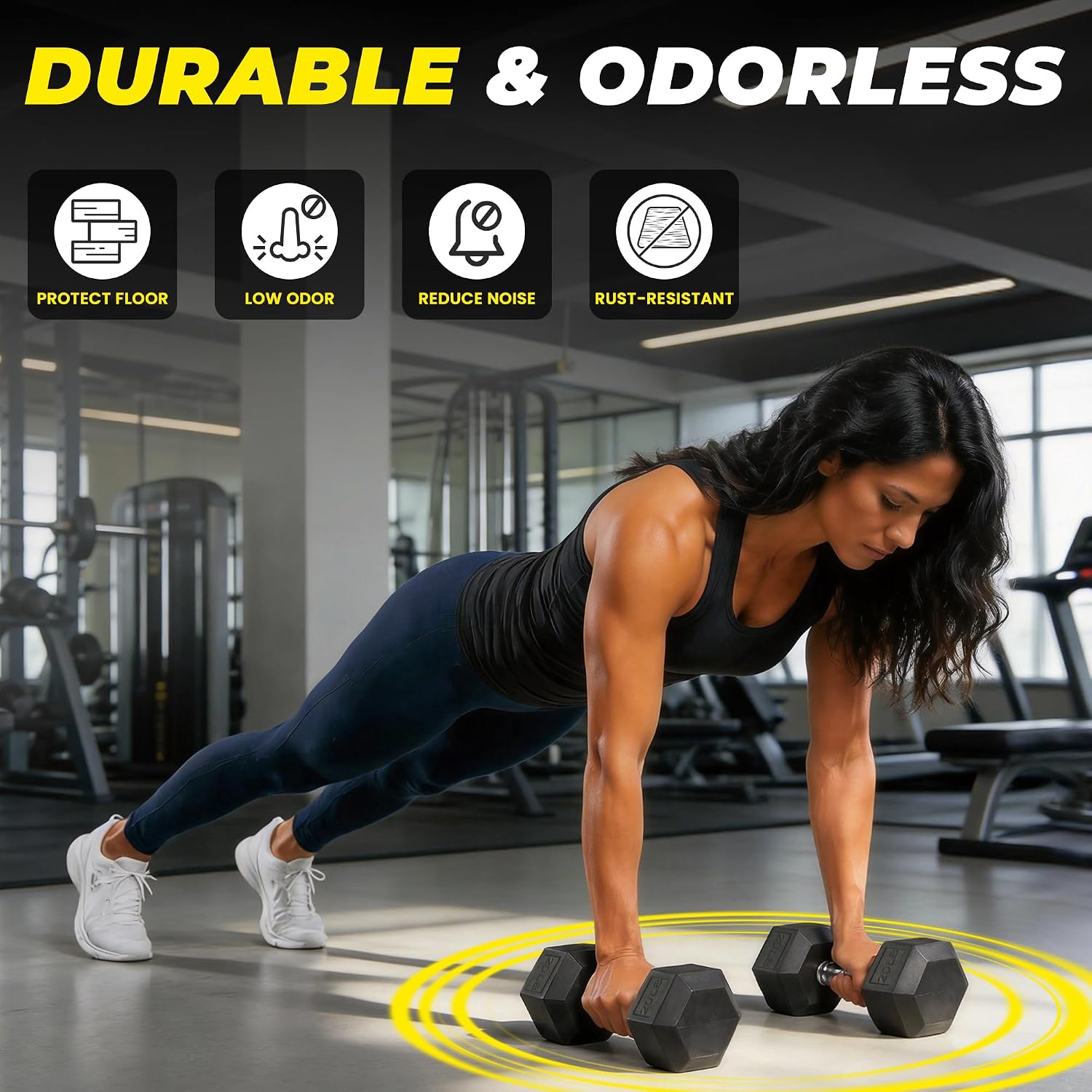 Thumbnail 3 de HULKFIT HF-SF2TRY-DB-20P-NEW1 Hex Dumbbells, 20 lb Pair, Rubber-Coated