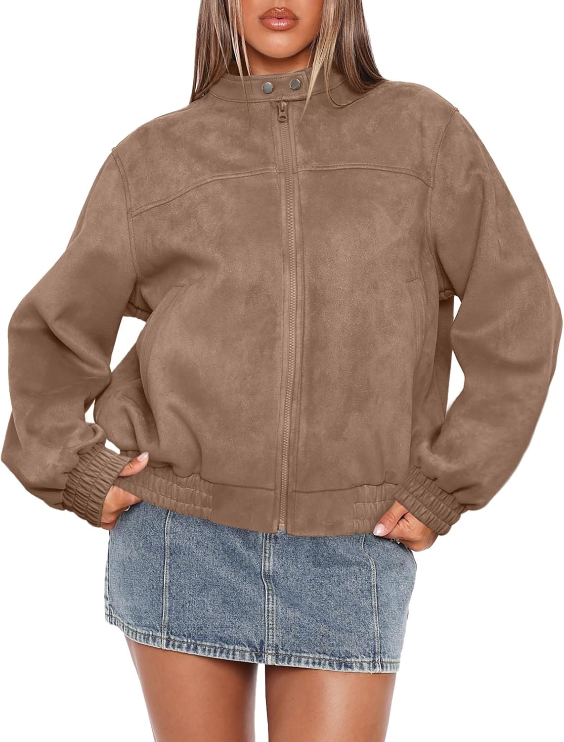Thumbnail 3 de Sampeel Leather Jacket Women Oversized Motorcycle Bomber