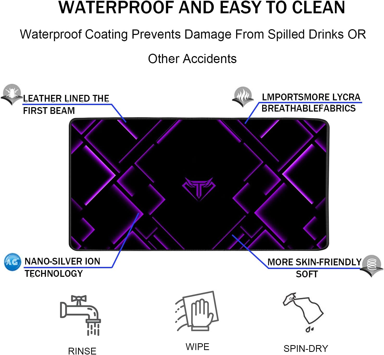 Detalle 2 de TEDNETGO Large Gaming Mouse Pad, 31.5 x 15.7-Inch Purple Extended Mat