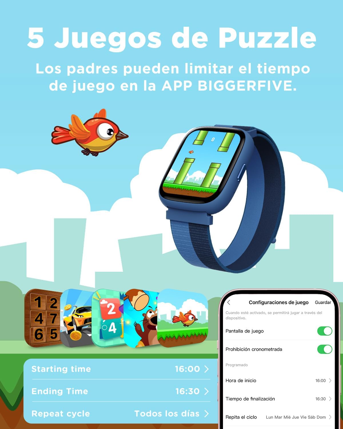 Thumbnail 5 de BIGGERFIVE Pulsera Actividad Infantil con Reloj Inteligente