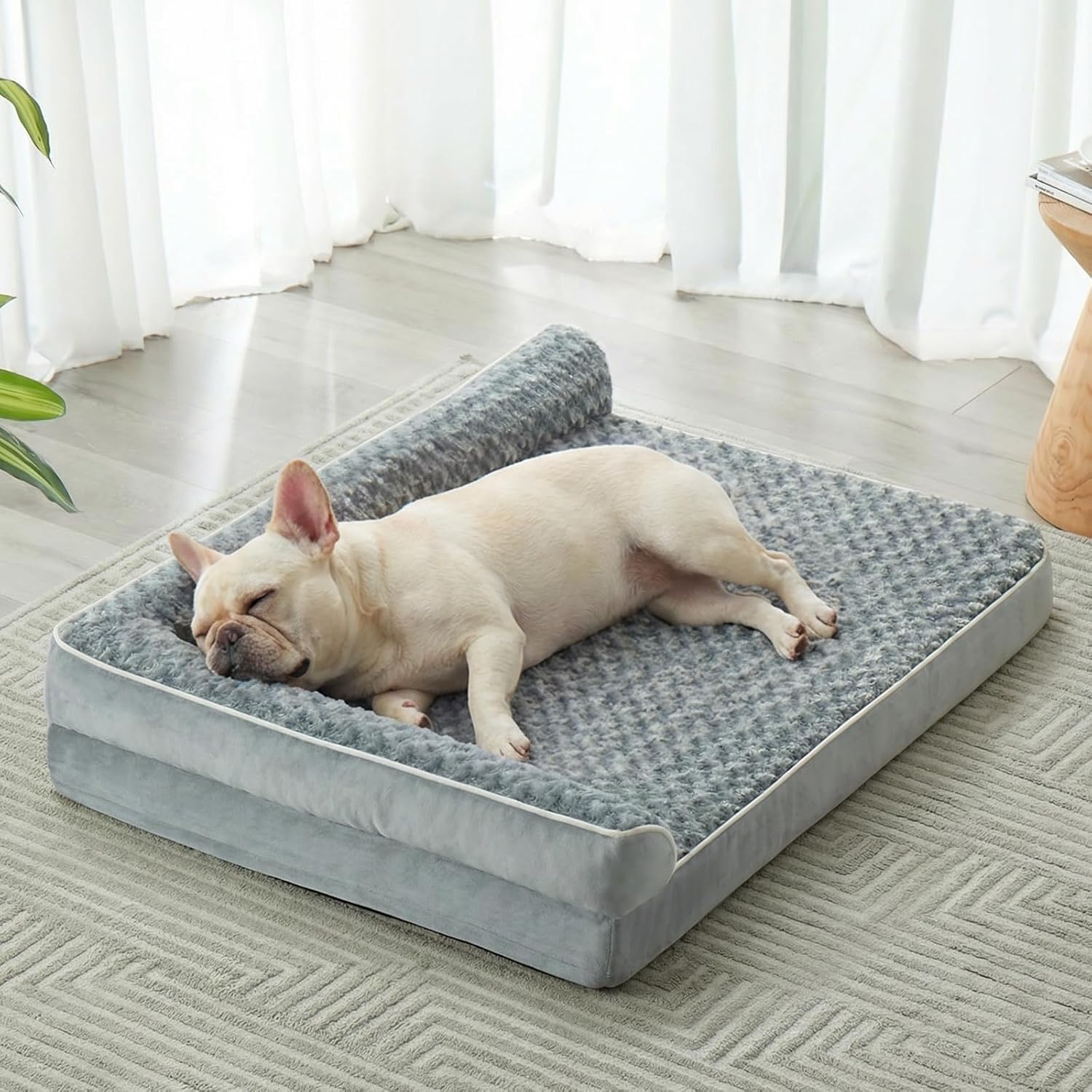 Detalle de BFPETHOME Orthopedic Dog Bed, Egg-Crate Foam, Washable Waterproof Cover