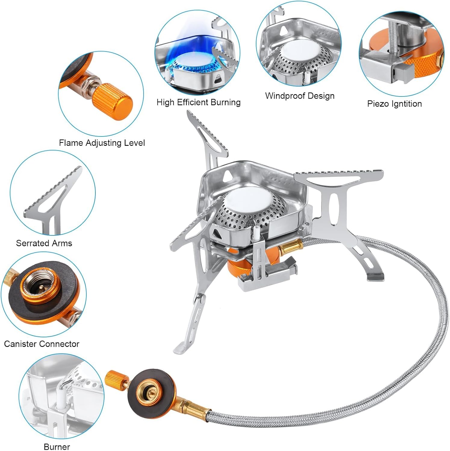 Thumbnail 3 de Adiwo Fornello a Gas da Campeggio 3500 W – Stufa portatile con accensione piezoelettrica