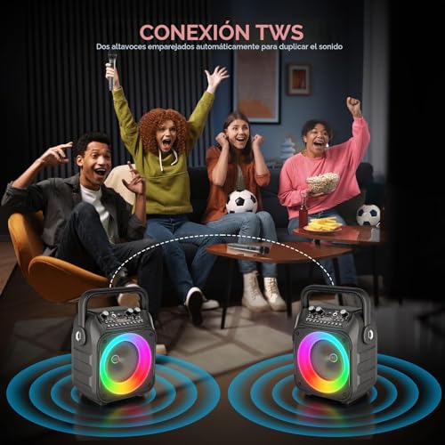 Thumbnail 6 de Karaoke Ankuka 2 Micrófonos Inalámbricos con Altavoz 12W y Subwoofer 6,5'' (Versión Actualizada)