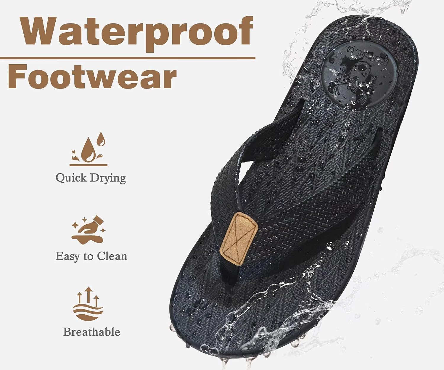Detalle de KuaiLu Mens Flip Flops with Arch Support and Cushioned Sole