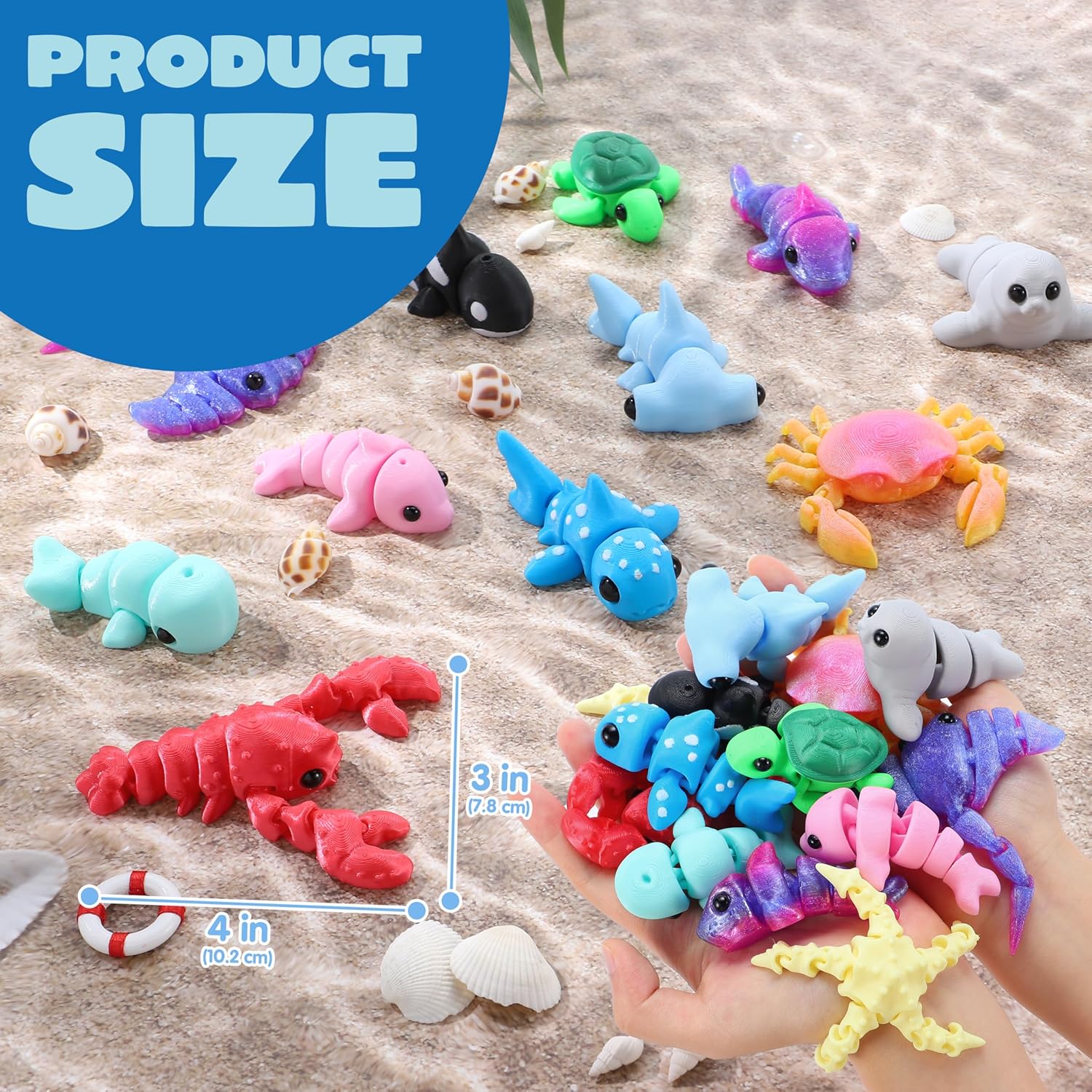 Thumbnail 1 de JOYIN 12 Pcs 3D Printed Ocean Animals Set: Flexible, Articulated Mini Sea Creatures for Fidgeting and Fun