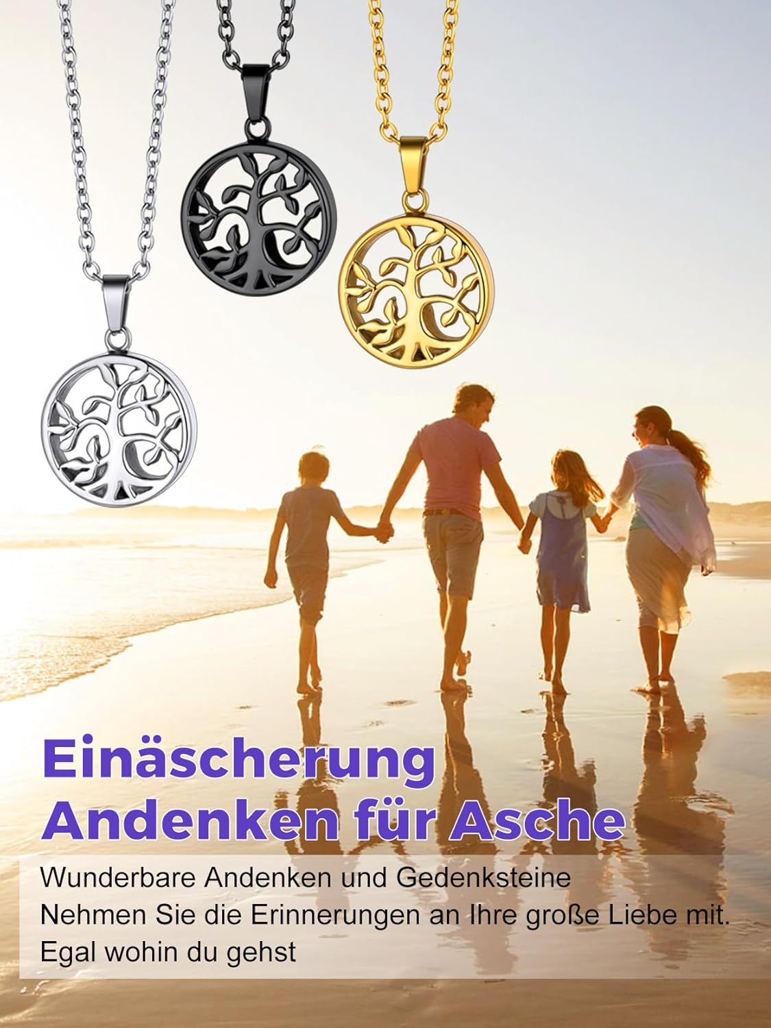 Thumbnail 6 de Richsteel Halskette mit Urne personalisierbar (Baum des Lebens) aus Edelstahl, 46 + 5 cm