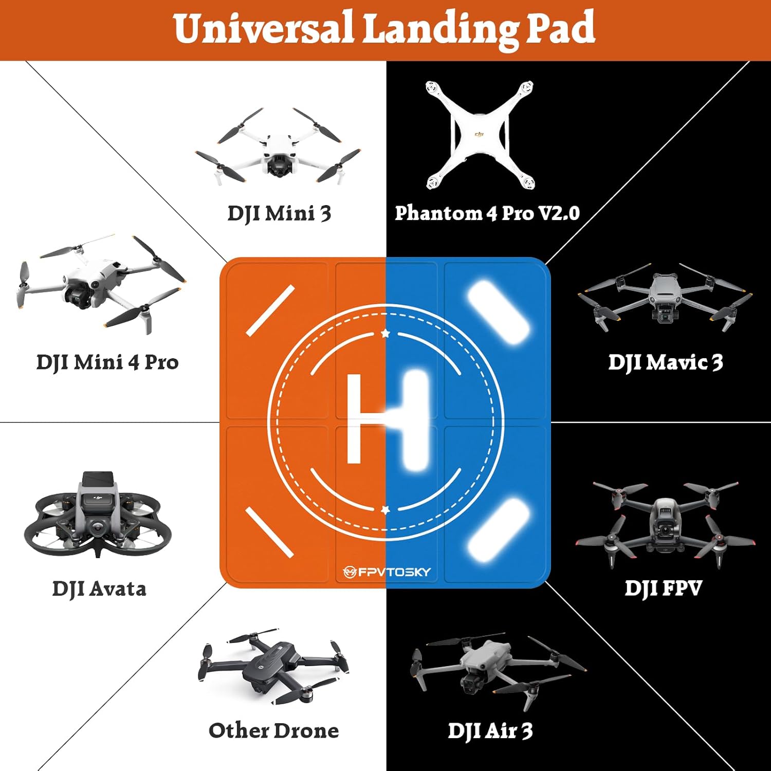 Thumbnail 4 de FPVtosky Nighttime Reflective Large Drone Landing Pad (25.2 in / 64 cm) – foldable, waterproof and weighted
