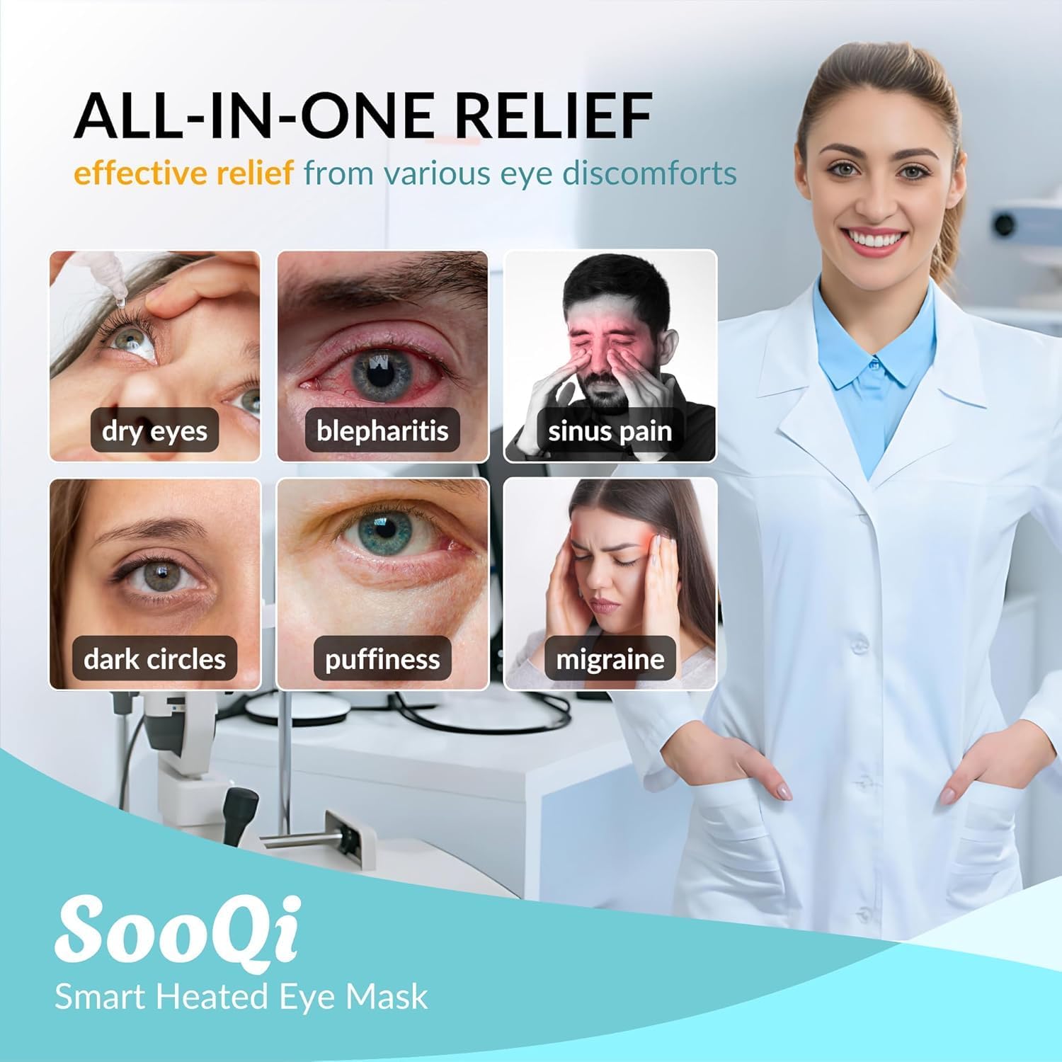 Thumbnail 1 de SooQi 2026 Rechargeable Heated Eye Mask – Cordless, Weighted for Dry Eyes, Fatigue, Sleep & Travel
