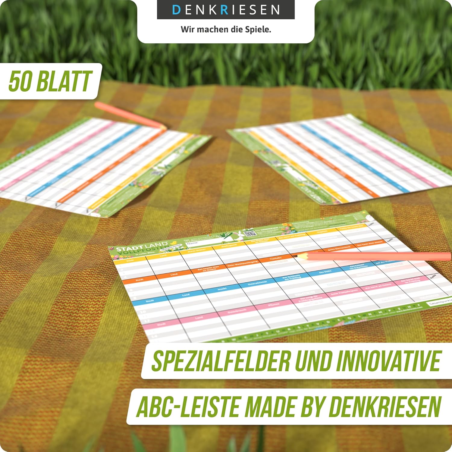 Detalle 2 de Stadt Land VOLLPFOSTEN Frühlings Edition DIN A4 Spielblock