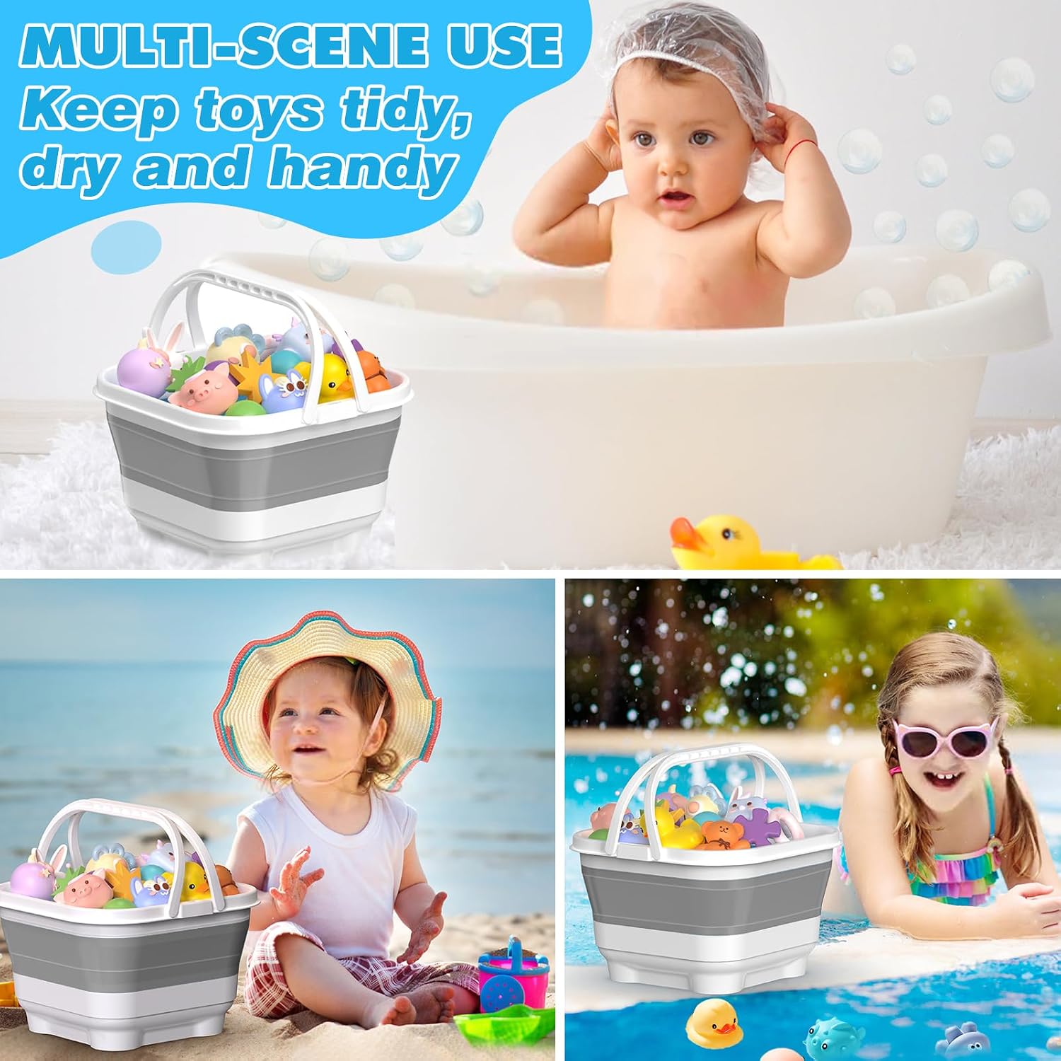 Detalle de Anivia Bath-SN-01 Foldable Silicone Bath Toy Organizer with Removable Base