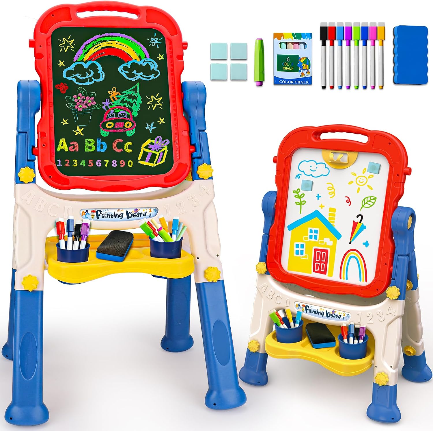 Detalle de Basytodio XF909 Double-Sided Kids’ Art Easel with Magnetic Chalkboard