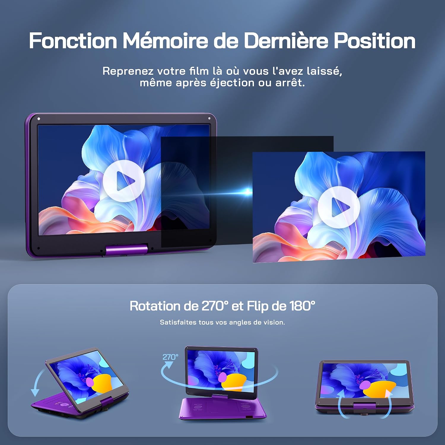 Thumbnail 5 de WOLFANG Lecteur DVD Portable 17,5 pouces