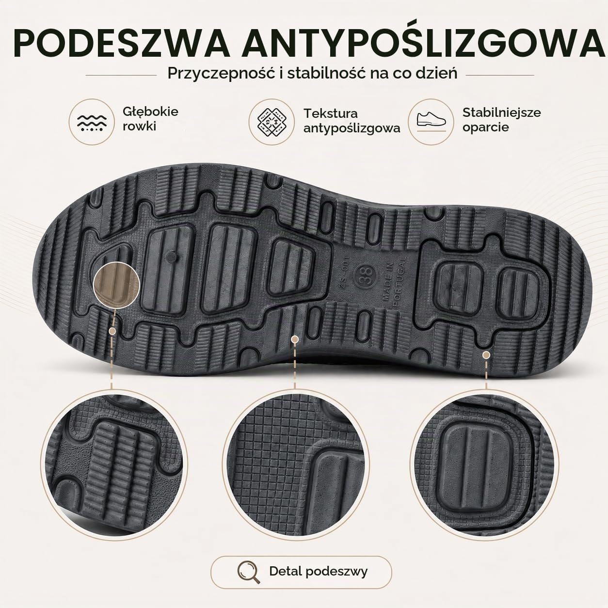 Detalle de JOMIX Scape – damskie letnie buty wsuwane, lekkie i oddychające
