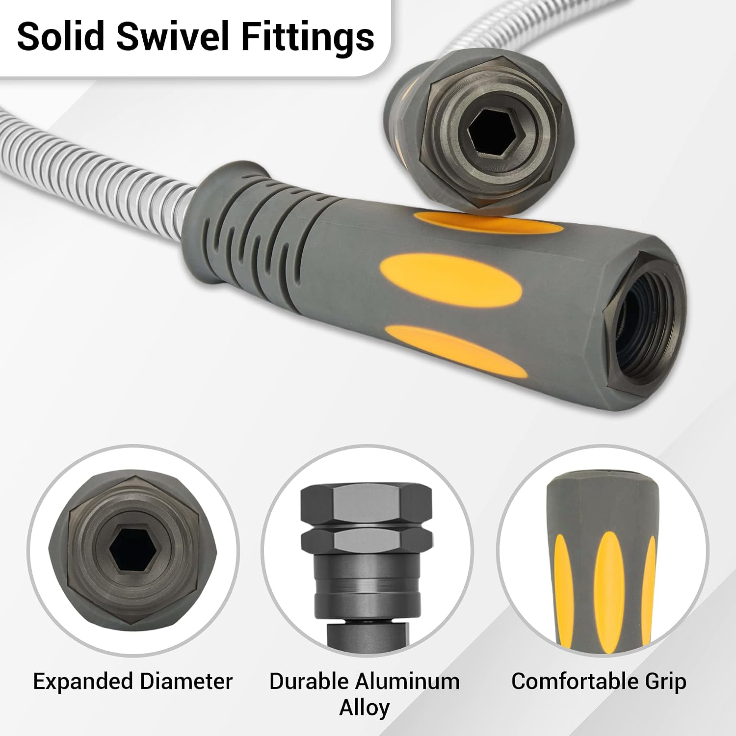 Thumbnail 2 de TheFitLife 100 ft Stainless Steel Garden Hose with 8-Pattern Nozzle