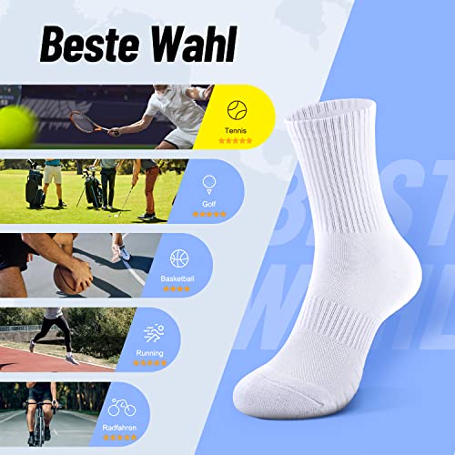 Detalle de TUUHAW Black Socks – Men's and Women's Sports Crew Socks (6 Pairs) Cotton Blend