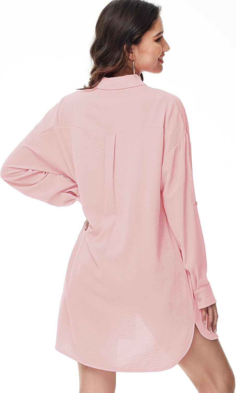 Thumbnail 6 de Tanmolo Damen Bluse V-Ausschnitt Hemdbluse Langarm – lässig, knöpfbar, pflegeleicht