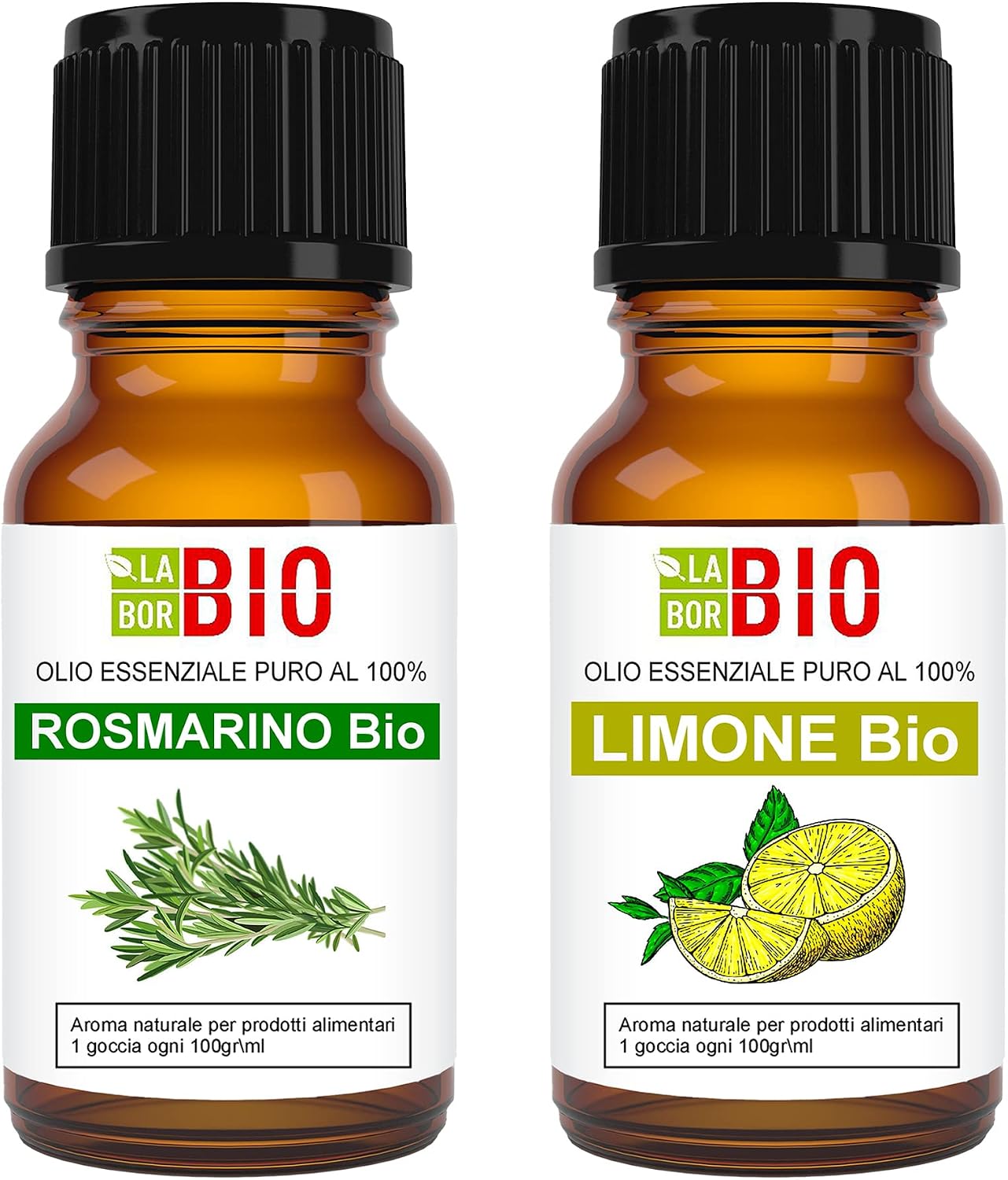 Detalle de Set di oli essenziali Rosmarino e Limone Bio – 2x10 ml puri e naturali