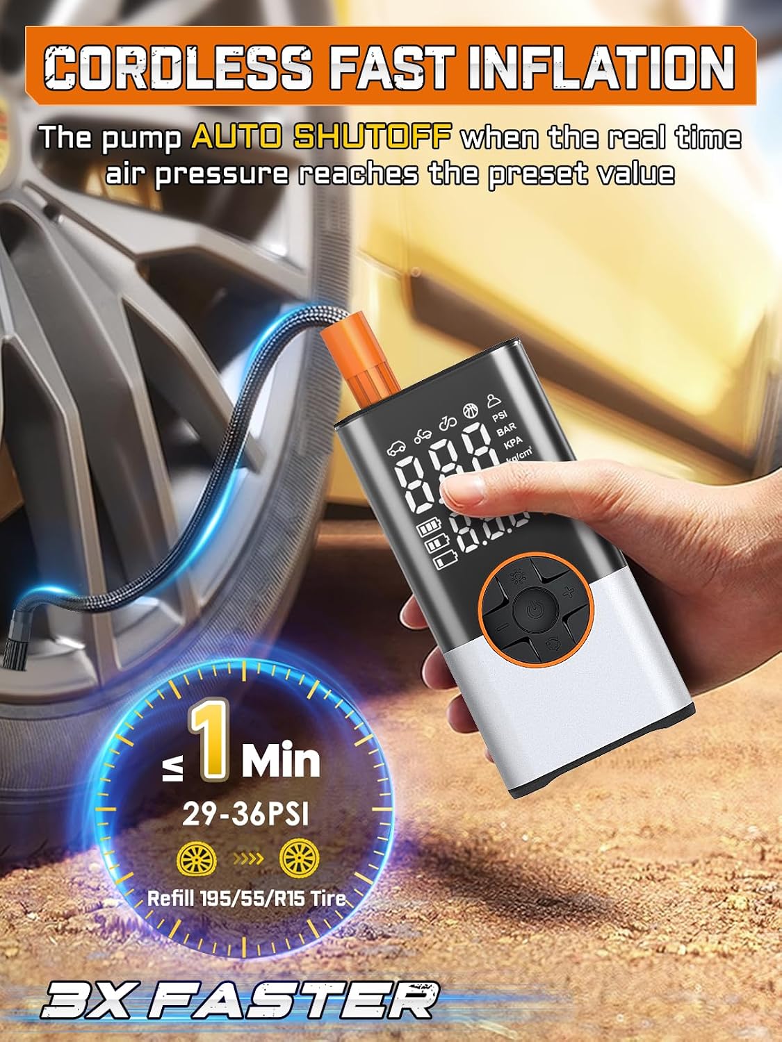 Thumbnail 1 de BIBURY 8000mAh Elektrische Luftpumpe 150 PSI
