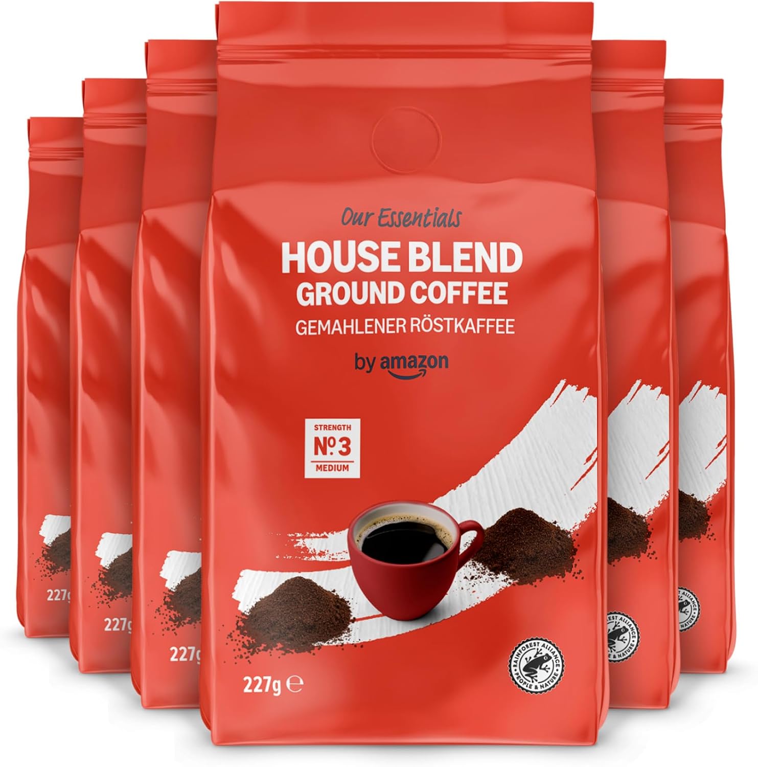 Detalle de By Amazon Caffè Macinato Tostatura Media 1,36 kg (6 Confezioni da 227 g) – Rainforest Alliance