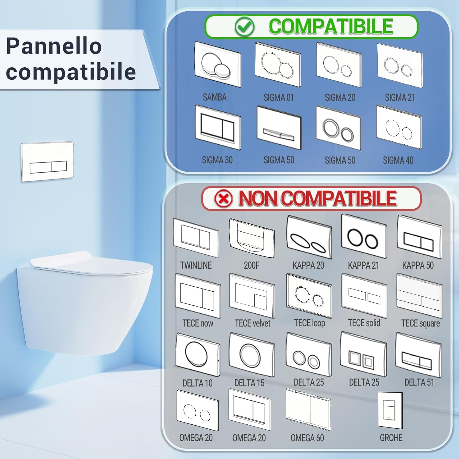 Thumbnail 4 de Mendorio Placca di Comando WC 246×164 mm
