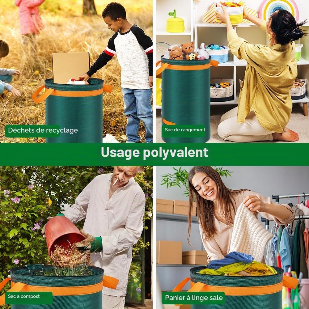 Detalle de Eurhomewit tuinafvalzakken met deksel, set van 3 van 272 liter