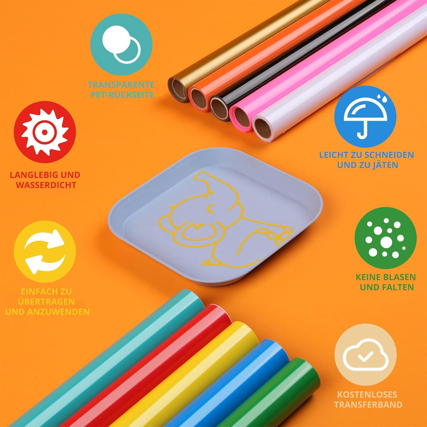 Thumbnail 5 de HTVRONT Vinylfolie Plotterfolie 14 Rollen 30 cm