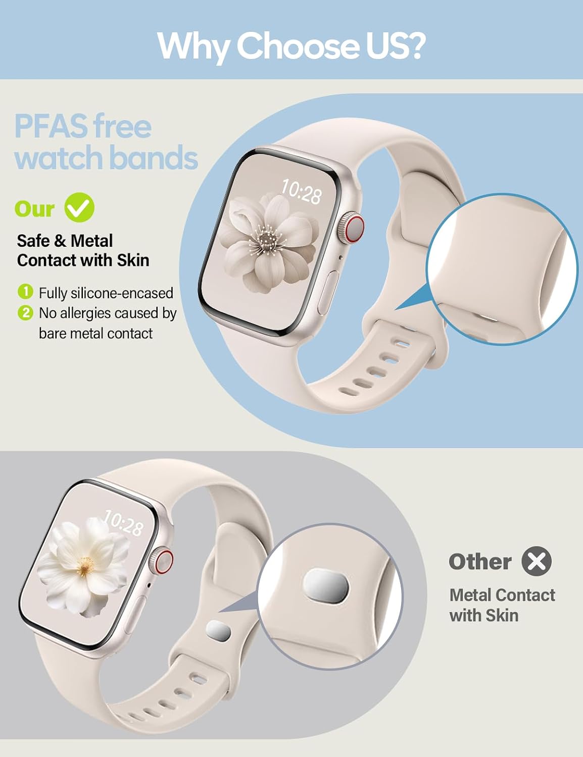 Detalle de Sport Silicone Band Compatible with Apple Watch 44mm