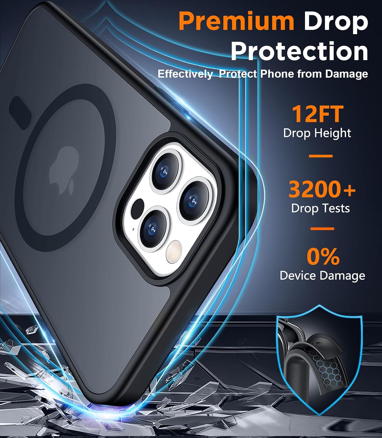 Detalle de SPIDERCASE for iPhone 12/12 Pro Case with Magnetic Ring and 2 Tempered Glass Protectors – 6.1", Black
