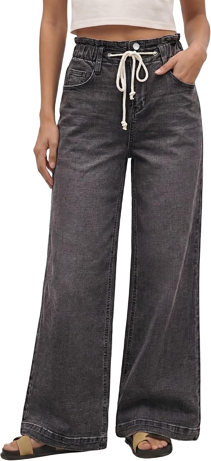 Thumbnail 6 de GRAPENT Wide Leg Jeans for Women: Stretch High-Waisted Bell Bottoms with Elastic Waist