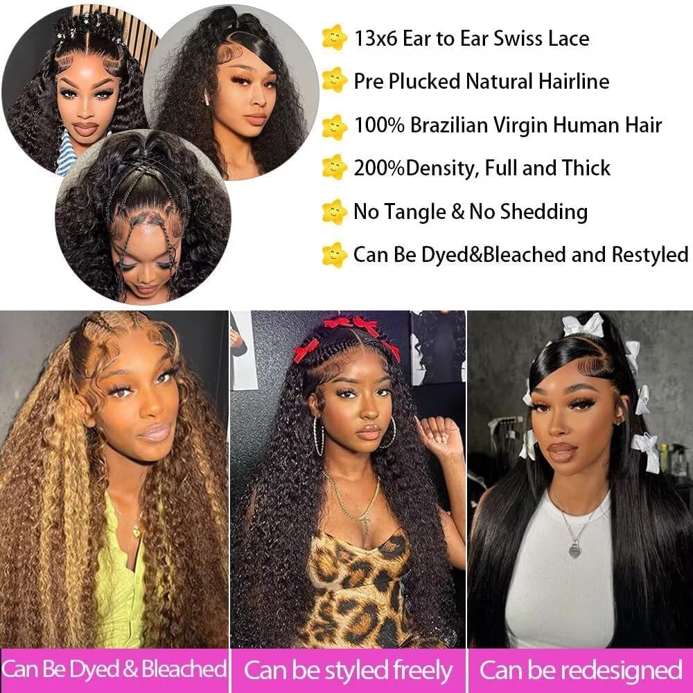 Detalle de 13x6 Deep Wave Lace Front en cheveux humains (200% densité) – Perruque lace front pré-épilée, 30 pouces