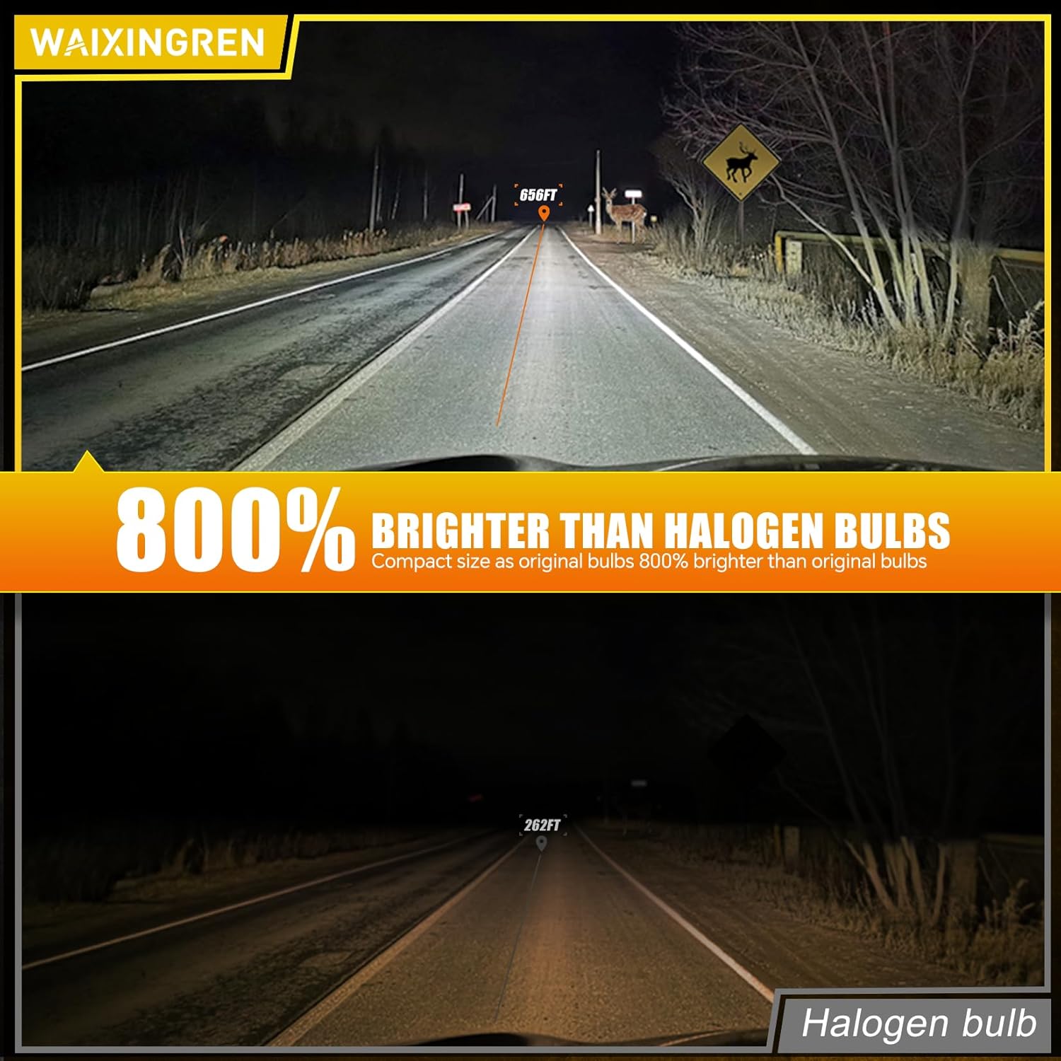 Thumbnail 6 de WAIXINGREN H4 LED Headlight Bulbs (100W, 32000LM, 6500K) – Fan Cooled, IP68, Plug & Play, Pack of 2