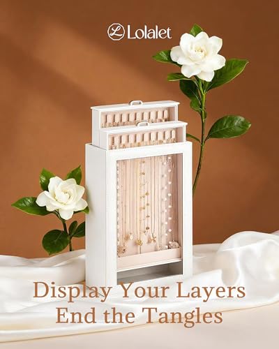 Thumbnail 7 de Lolalet Necklace Organizer Box: 2‑Layer Jewellery Display Case in White