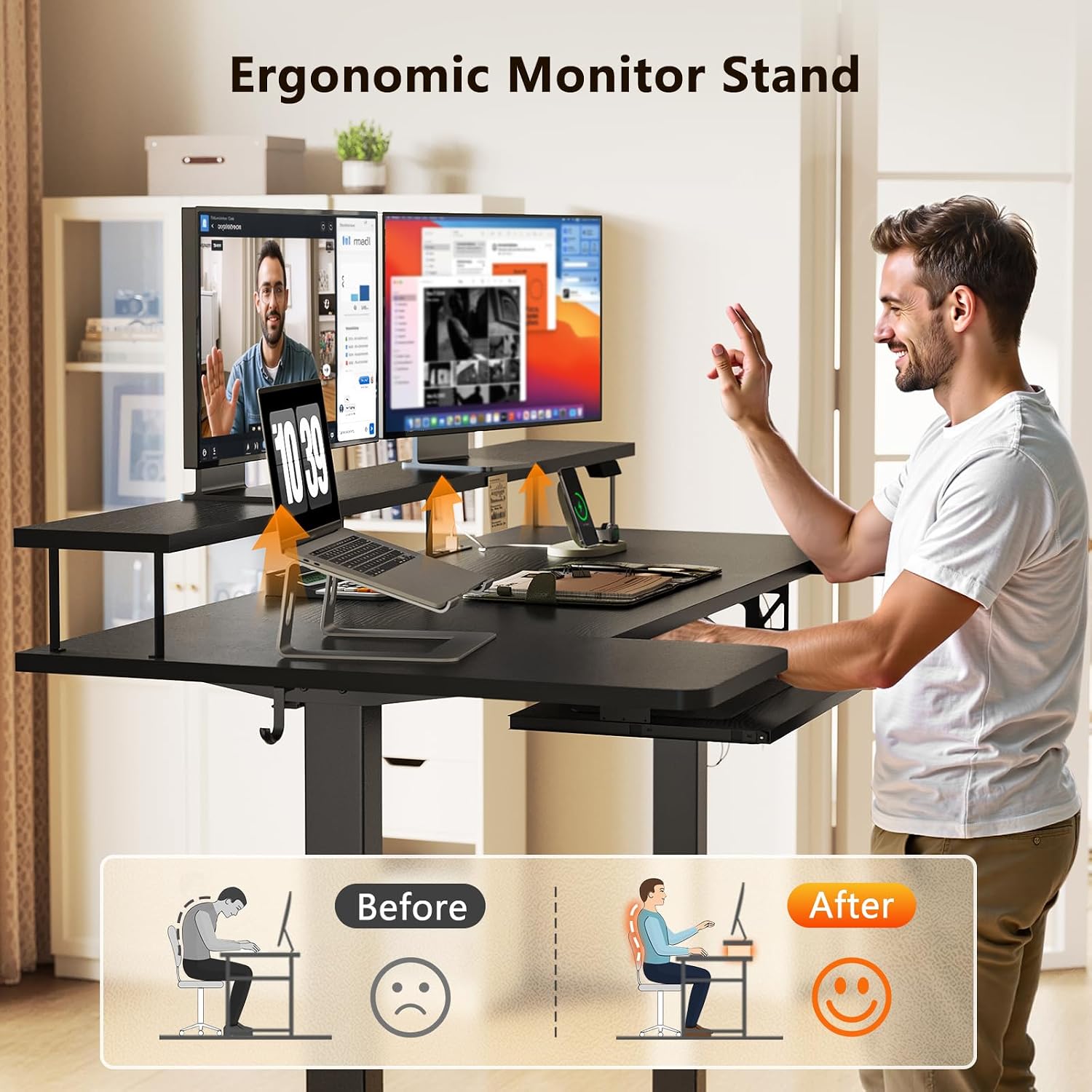 Detalle 2 de OffiGo U-Shaped Electric Standing Desk, 55-Inch