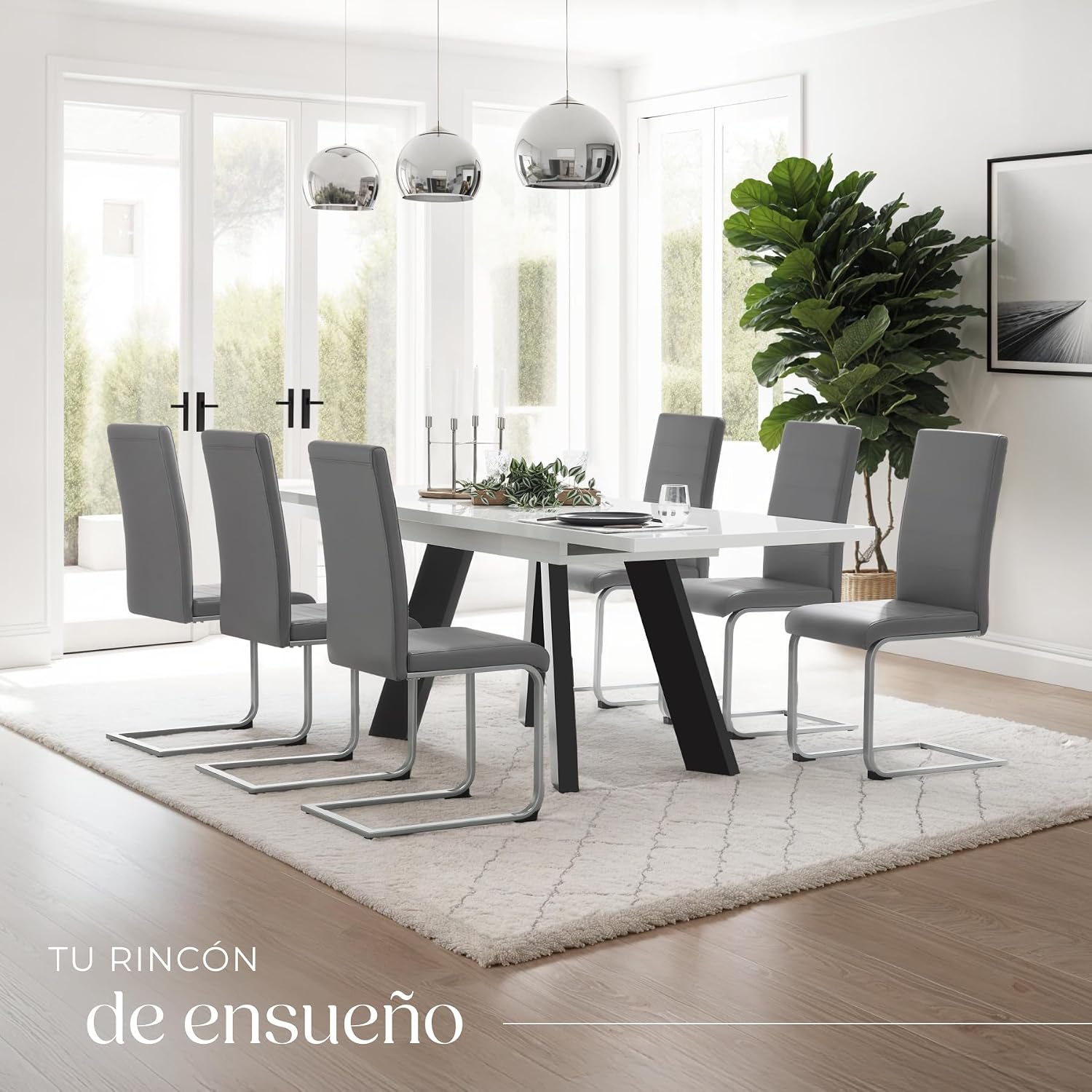 Thumbnail 1 de tectake® Conjunto de Sillas de Comedor 4 unidades gris