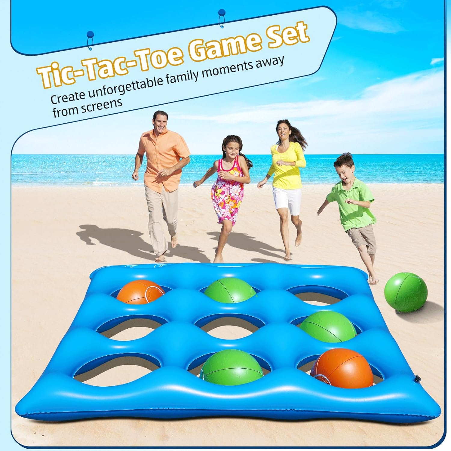 Detalle de Luxfero Tic-Tac-Toe gonflable pour piscine – Jeu géant 2 à 10 joueurs