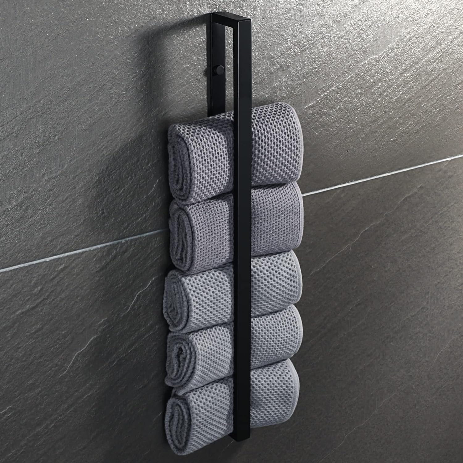 Detalle de Sayayo Black Towel Rail Wall Mounted 70cm – SUS304 Stainless Steel, Matte Black
