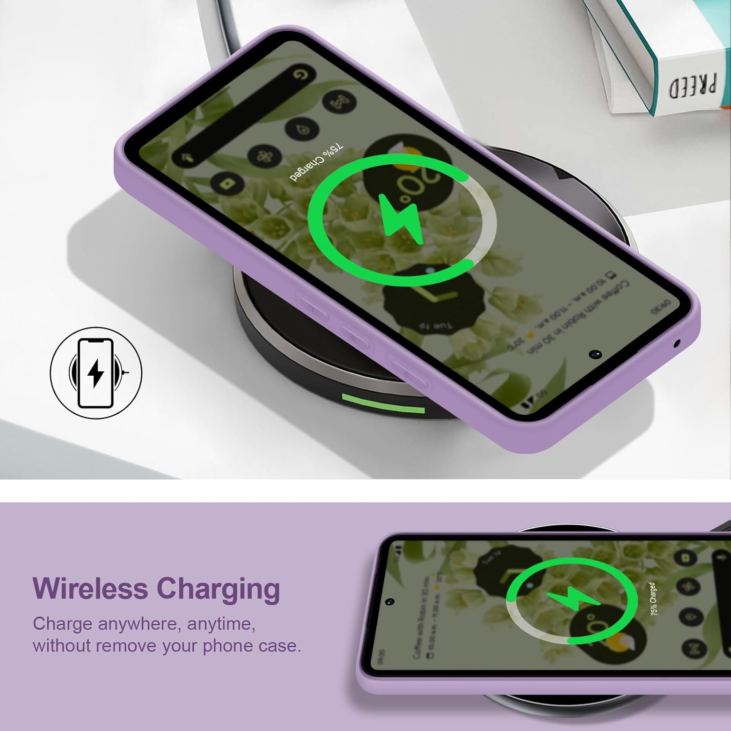 Thumbnail 6 de Btstring Silikonhülle für Google Pixel 6 – Ganzkörper-Case mit Mikrofaserschutz (helles Lila)