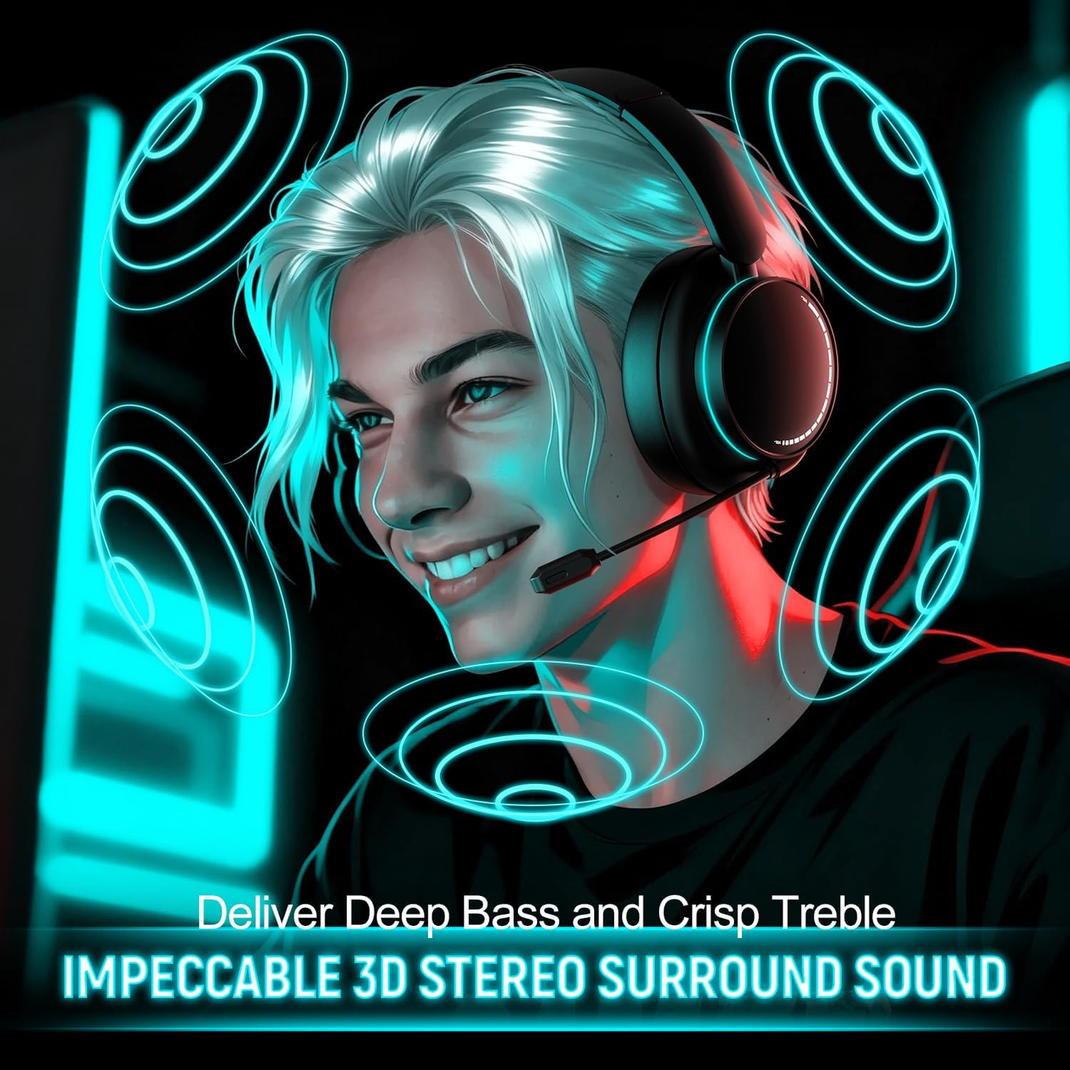 Detalle 2 de YPBDAN MD33 Wireless Gaming Headset: Cross-Platform, long-lasting comfort and solid mic