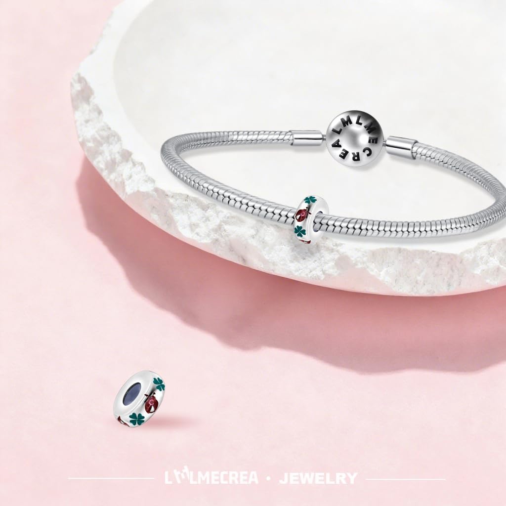Thumbnail 2 de LMLMECREA Charms Stopper für Armband 925 Sterling Silber – Clip & Spacer Bead (4,6 mm) inkl. Pflegekit