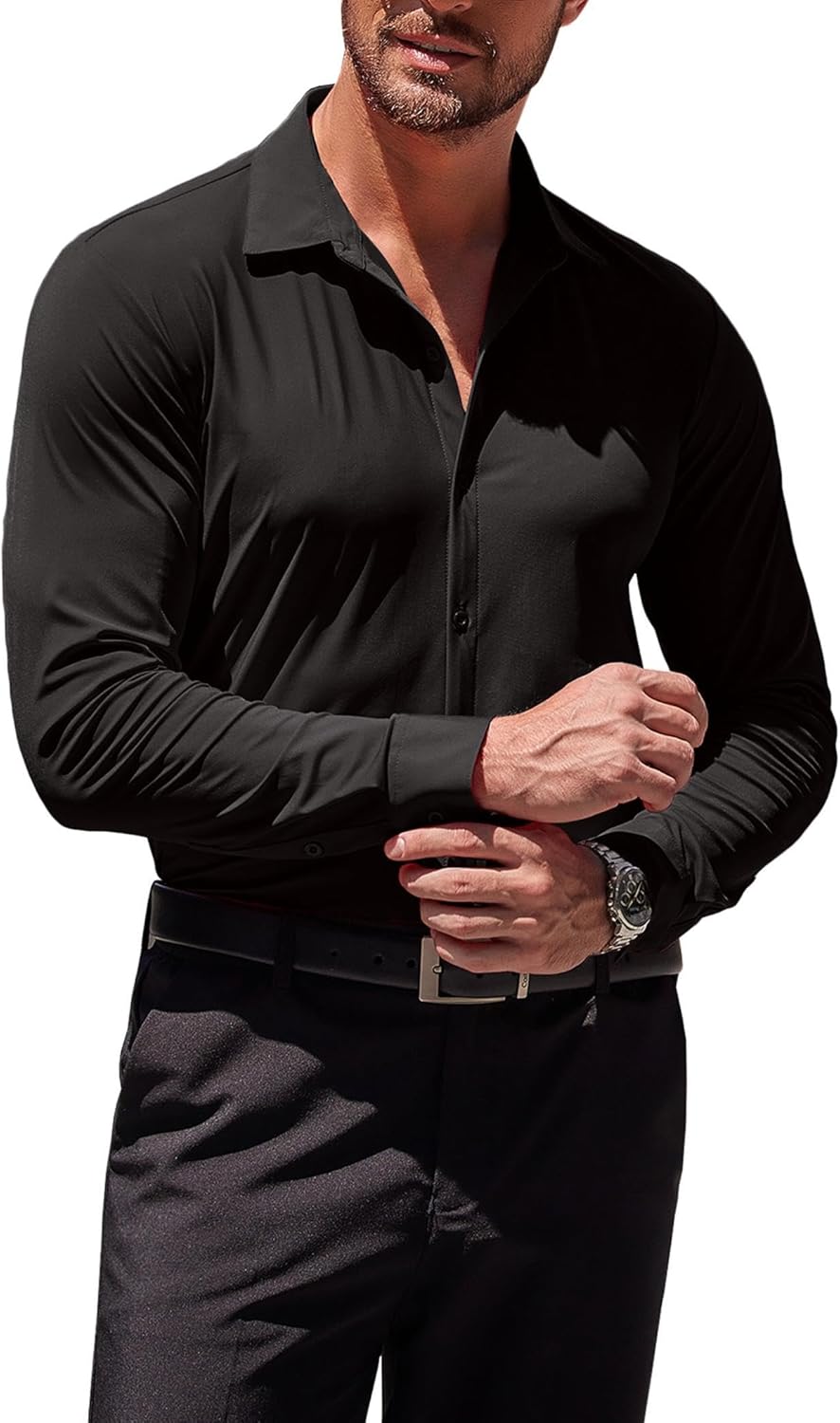 Thumbnail 3 de COOFANDY Men's Muscle Fit Dress Shirt wrinkle-free 👔